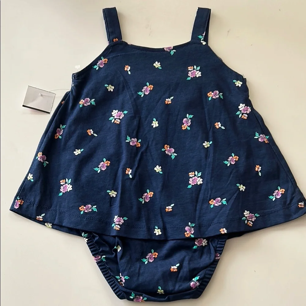 Blue and Pink Floral Baby Girl Summer Outfit Size 12 Months
